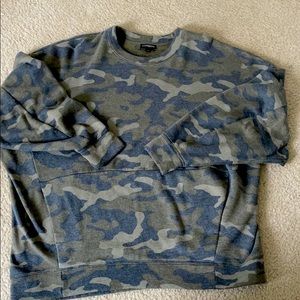 Express Crew Neck Oversized Camo Sweatshirt